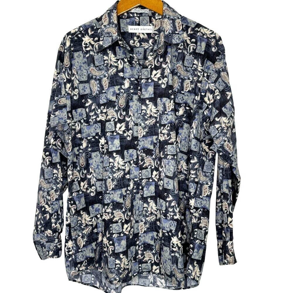 Vintage Henry Grethel paisley‎ button front shirt